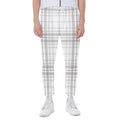 White And Grey Plaid Pattern Print Joggers