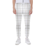 White And Grey Plaid Pattern Print Scuba Joggers