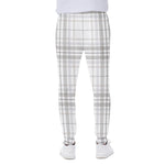 White And Grey Plaid Pattern Print Scuba Joggers