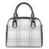 White And Grey Plaid Pattern Print Shoulder Handbag