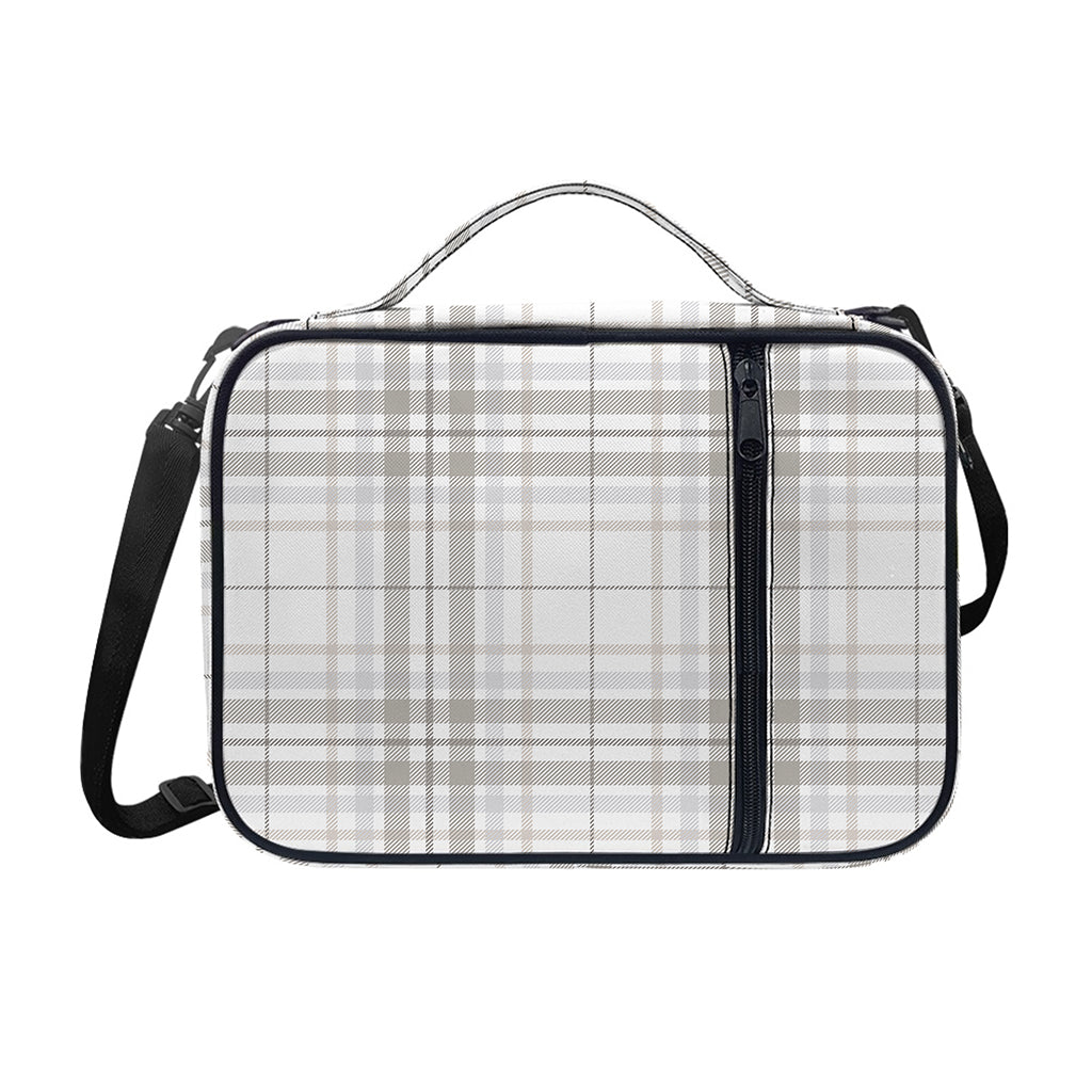 White And Grey Plaid Pattern Print Shoulder Strap Bible Bag