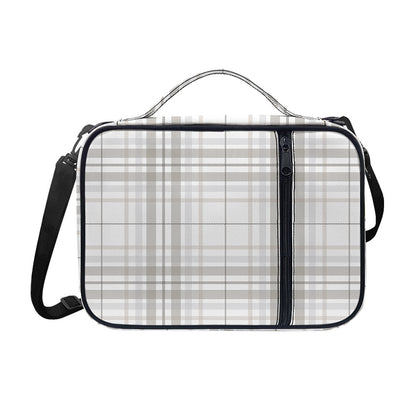 White And Grey Plaid Pattern Print Shoulder Strap Bible Bag