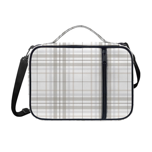 White And Grey Plaid Pattern Print Shoulder Strap Bible Bag