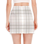 White And Grey Plaid Pattern Print Side Slit Mini Skirt