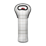 White And Grey Plaid Pattern Print Single Neoprene Wine Tote