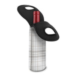 White And Grey Plaid Pattern Print Single Neoprene Wine Tote