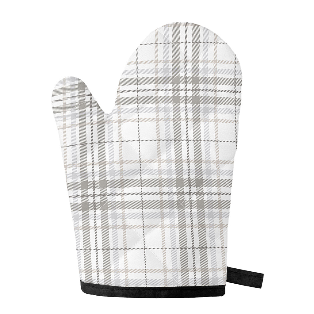 White And Grey Plaid Pattern Print Single Oven Mitt