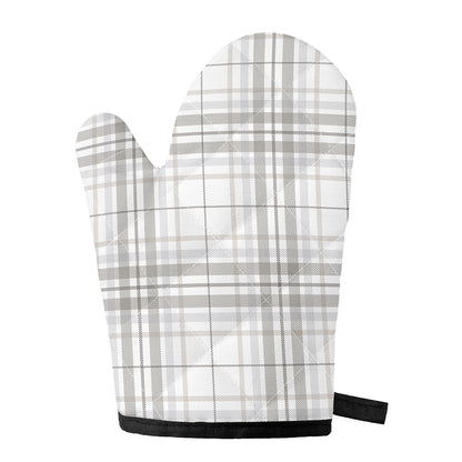 White And Grey Plaid Pattern Print Single Oven Mitt
