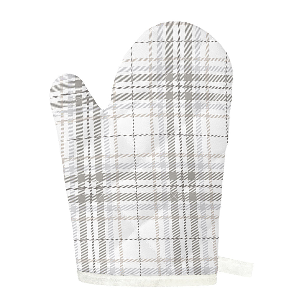White And Grey Plaid Pattern Print Single Oven Mitt
