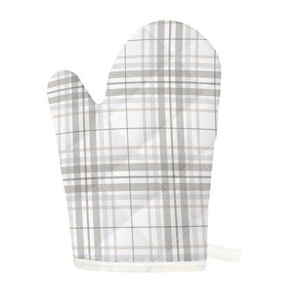 White And Grey Plaid Pattern Print Single Oven Mitt