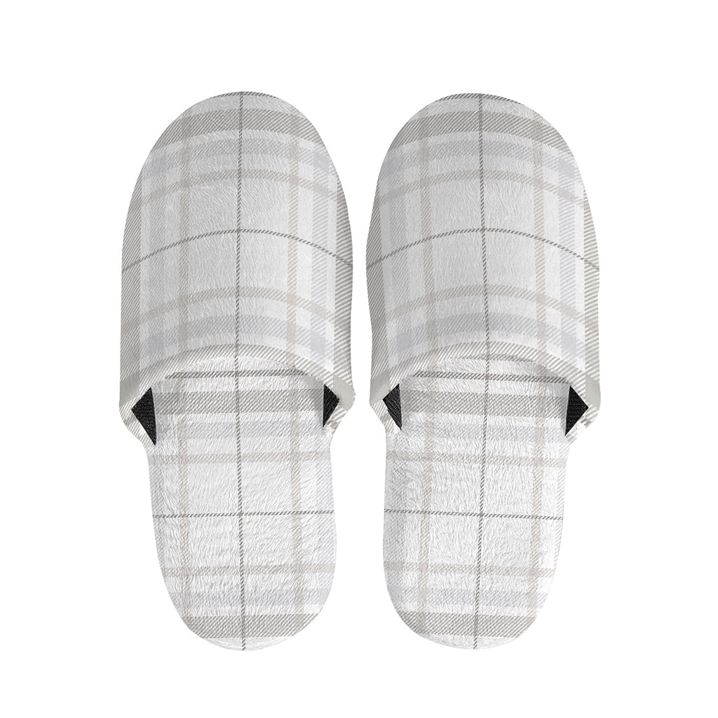 White And Grey Plaid Pattern Print Slippers