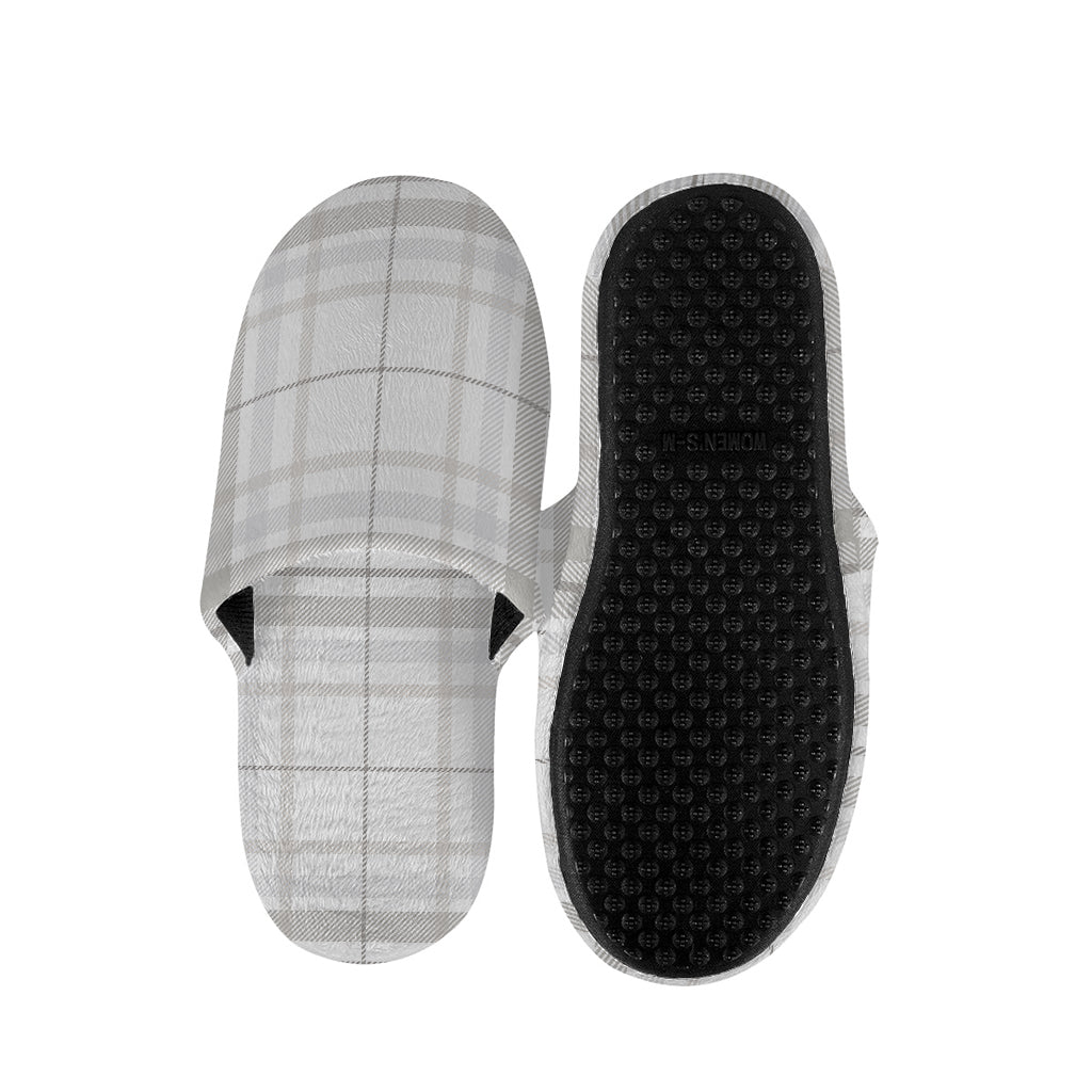 White And Grey Plaid Pattern Print Slippers