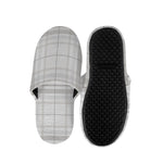 White And Grey Plaid Pattern Print Slippers