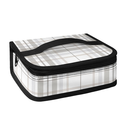 White And Grey Plaid Pattern Print Small Lunch Bag