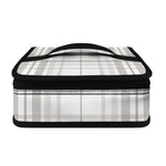 White And Grey Plaid Pattern Print Small Lunch Bag