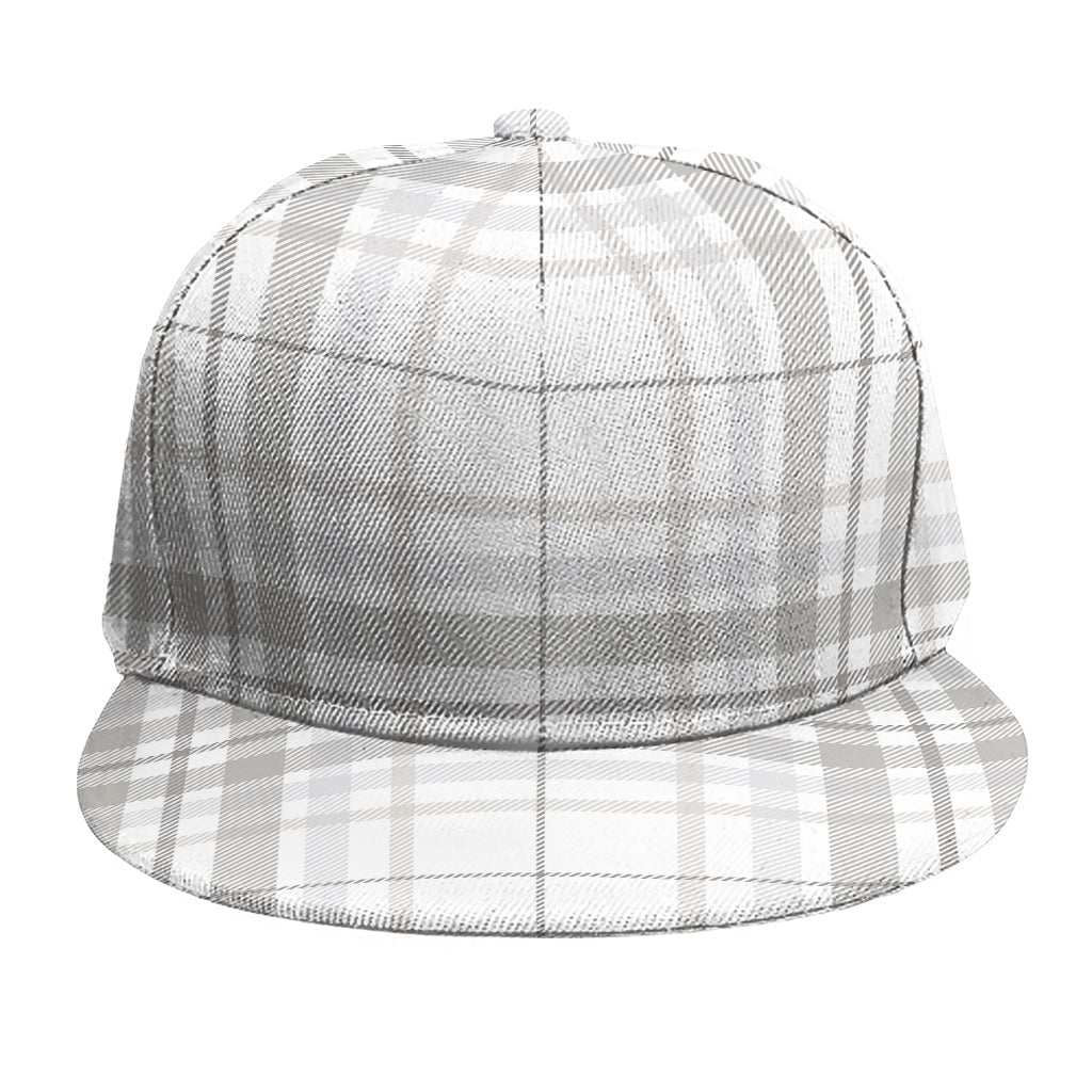 White And Grey Plaid Pattern Print Snapback Cap