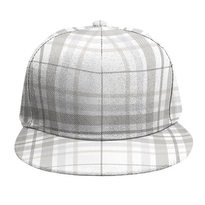 White And Grey Plaid Pattern Print Snapback Cap