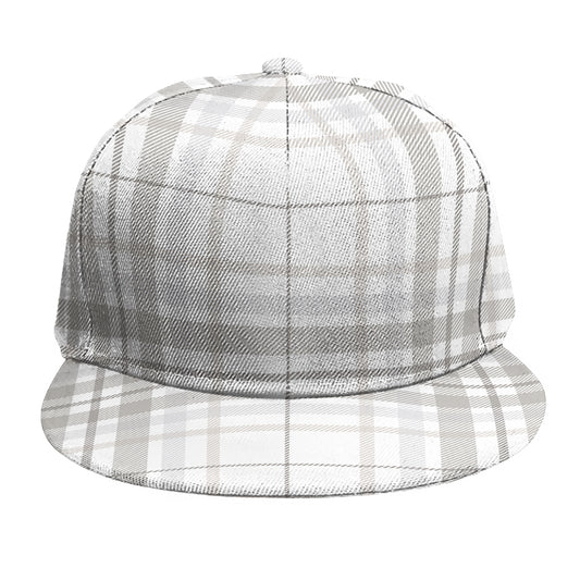 White And Grey Plaid Pattern Print Snapback Cap
