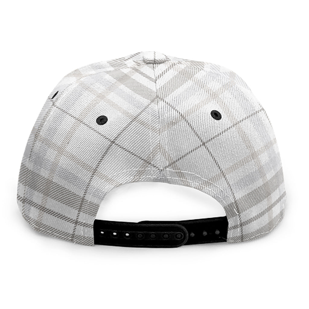 White And Grey Plaid Pattern Print Snapback Cap