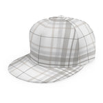 White And Grey Plaid Pattern Print Snapback Cap