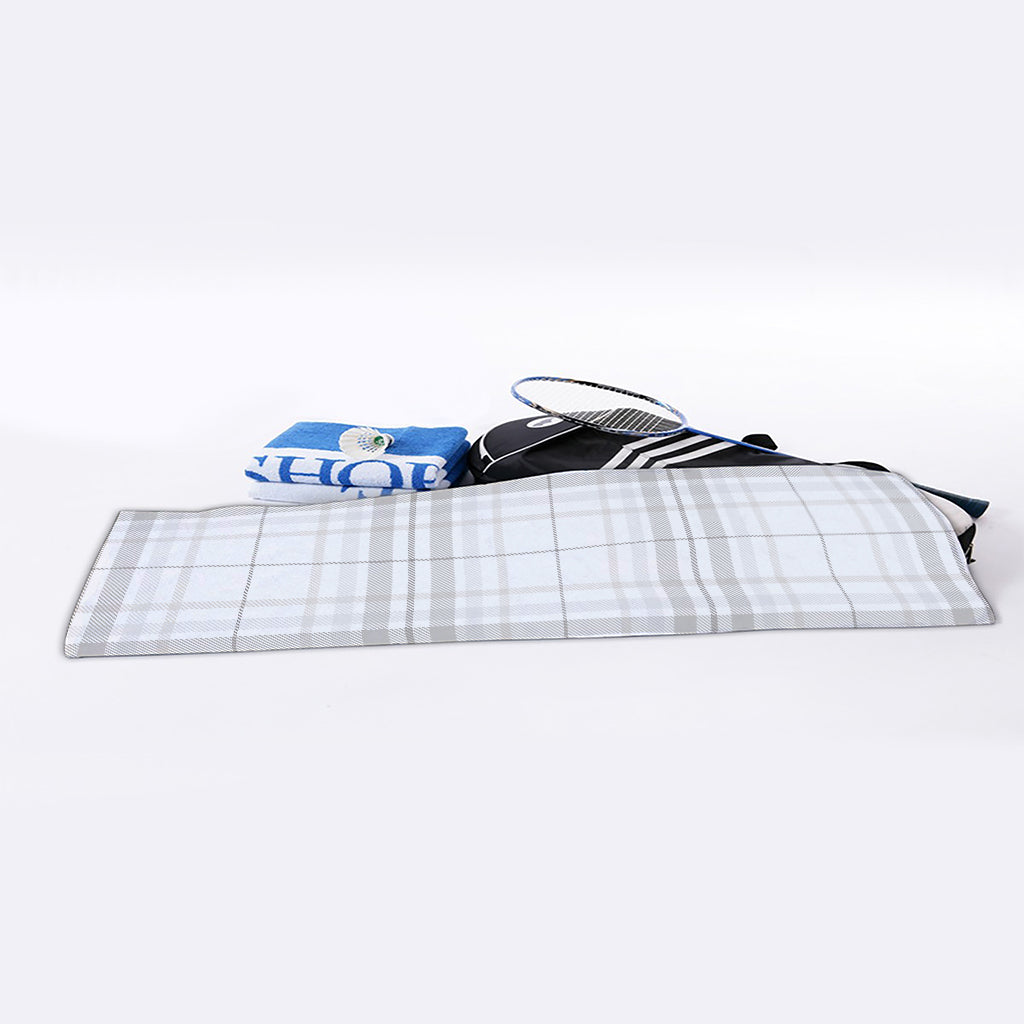 White And Grey Plaid Pattern Print Sports Towel