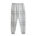 White And Grey Plaid Pattern Print Sweatpants