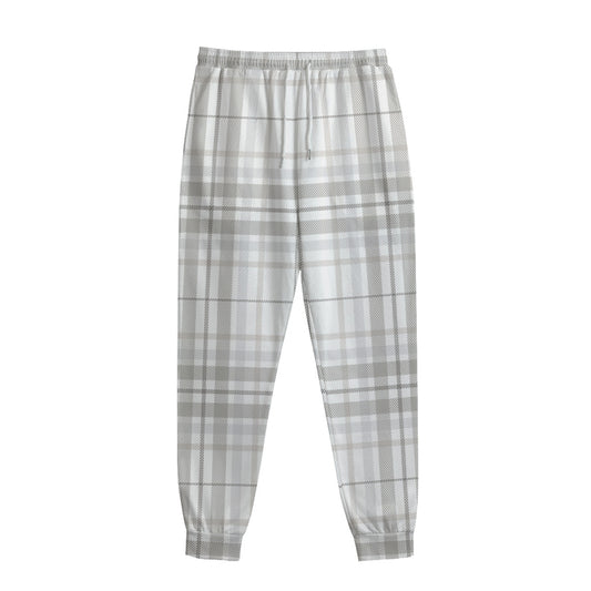 White And Grey Plaid Pattern Print Sweatpants