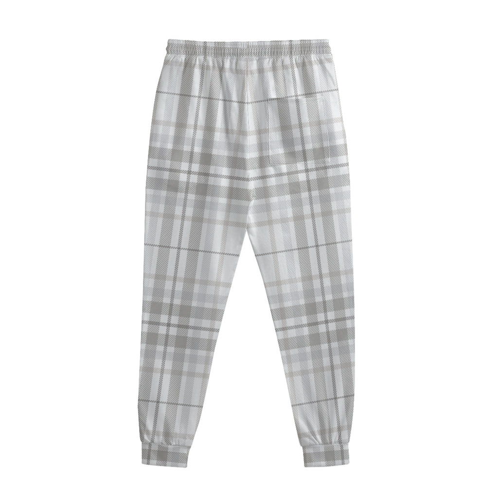 White And Grey Plaid Pattern Print Sweatpants