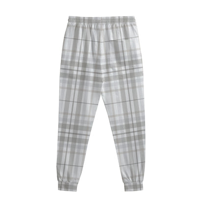 White And Grey Plaid Pattern Print Sweatpants