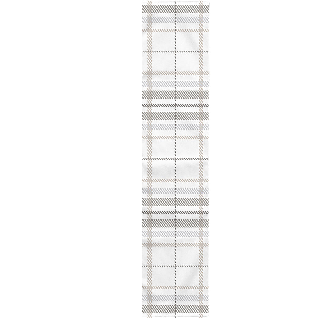 White And Grey Plaid Pattern Print Table Runner