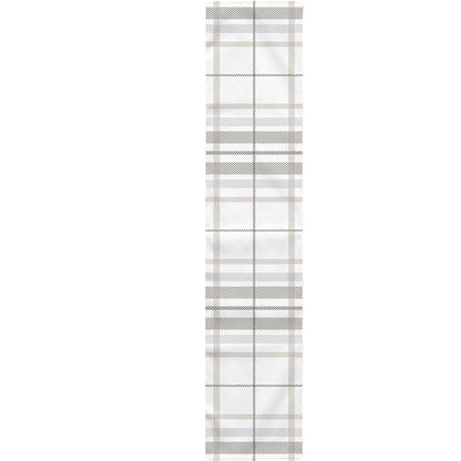 White And Grey Plaid Pattern Print Table Runner