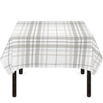 White And Grey Plaid Pattern Print Tablecloth