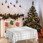 White And Grey Plaid Pattern Print Tablecloth
