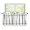 White And Grey Plaid Pattern Print Tier Curtains