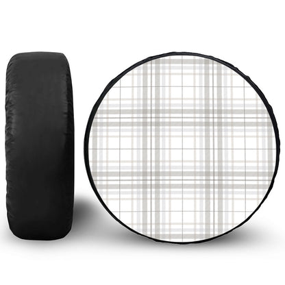 White And Grey Plaid Pattern Print Tire Cover