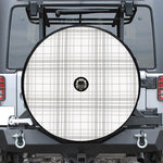 White And Grey Plaid Pattern Print Tire Cover With Camera Hole