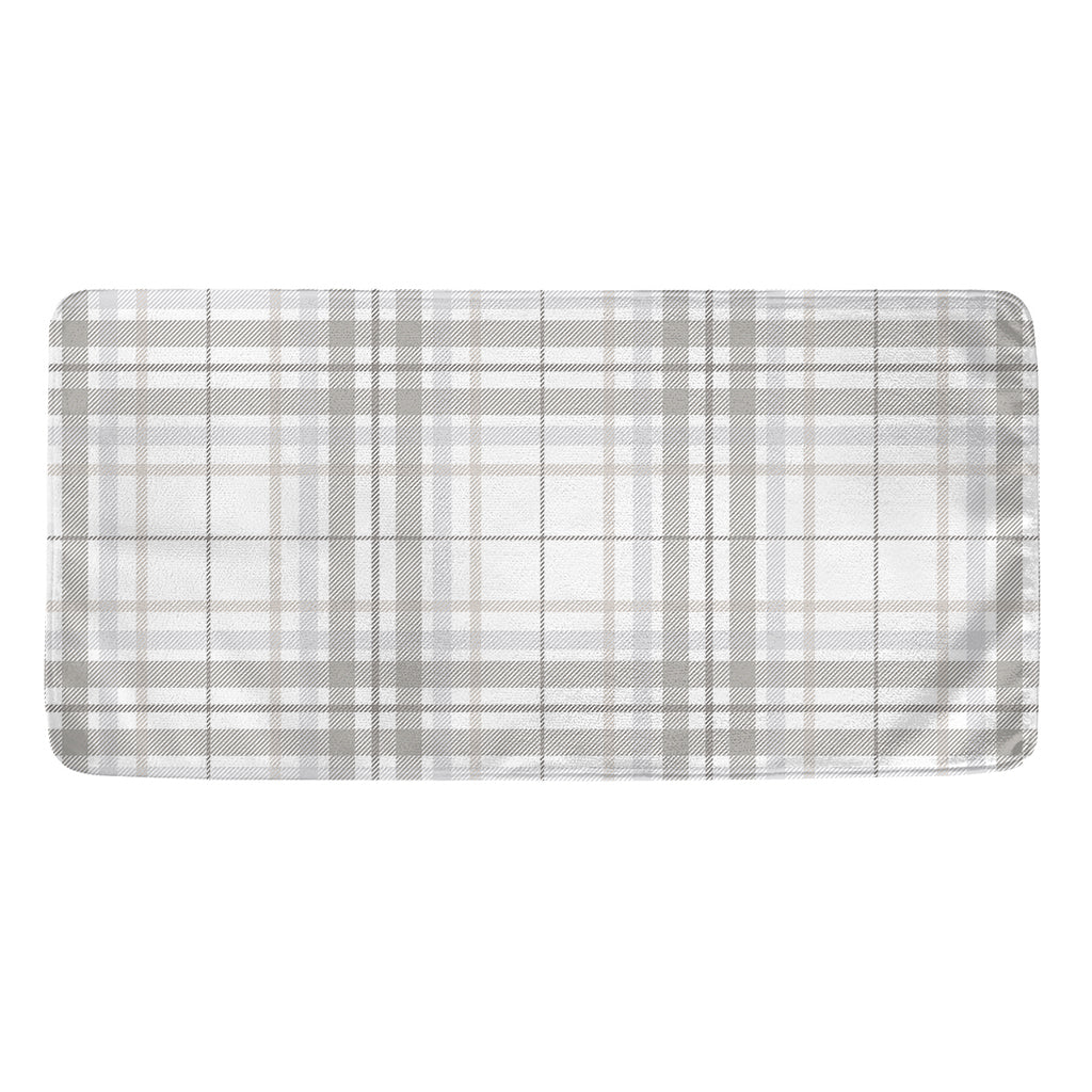 White And Grey Plaid Pattern Print Towel
