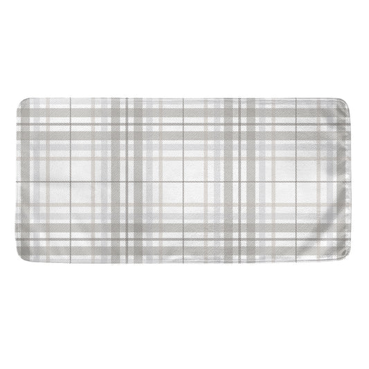 White And Grey Plaid Pattern Print Towel