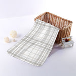 White And Grey Plaid Pattern Print Towel