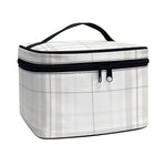 White And Grey Plaid Pattern Print Travel Makeup Bag