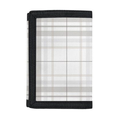 White And Grey Plaid Pattern Print Trifold Wallet