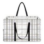 White And Grey Plaid Pattern Print Utility Tote Bag