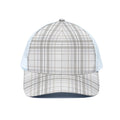 White And Grey Plaid Pattern Print White Mesh Trucker Hat