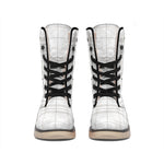 White And Grey Plaid Pattern Print Winter Boots