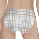 White And Grey Plaid Pattern Print Women's Panties