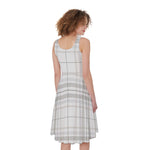 White And Grey Plaid Pattern Print Women's Sleeveless Dress