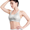 White And Grey Plaid Pattern Print Women's Sports Bra