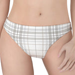 White And Grey Plaid Pattern Print Women's Thong