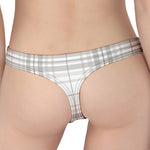 White And Grey Plaid Pattern Print Women's Thong