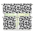 White And Grey Shark Pattern Print 3 Piece Kitchen Curtains